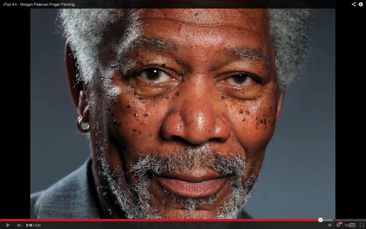 Photorealistic digital painting of Morgan Freeman