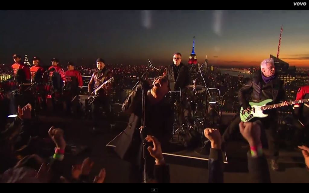 U2 perform Invisible on The Tonight Show with Jimmy Kimmel in NYC